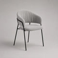 Sedia imbottita in tessuto e metallo con braccioli e schienale curvato, grigio chiaro e nero, 58 × 58 × 80 cm