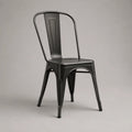 Sedia da pranzo in acciaio nero con schienale curvato, 45 × 51 × 85 cm