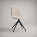 Sedia da pranzo imbottita in tessuto avorio bouclé con gambe in acciaio nero, 54 × 59 × 82 cm