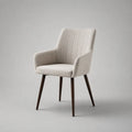 Sedia da pranzo beige con braccioli, schienale curvato, rivestimento in tessuto e gambe in legno, 60 × 62 × 85 cm