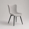 Sedia da pranzo imbottita in tessuto grigio chiaro con gambe in acciaio nero, 54 × 61 × 84 cm
