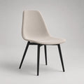 Sedia imbottita in poliestere e acciaio, beige chiaro e nero, 49 × 56 × 84 cm